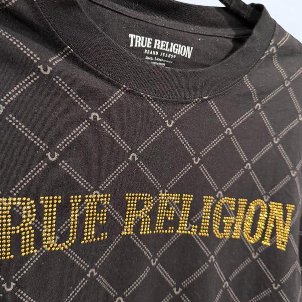 True Religion Monogram Rhinestone Tee – Men’s Small - Picture 3 of 3